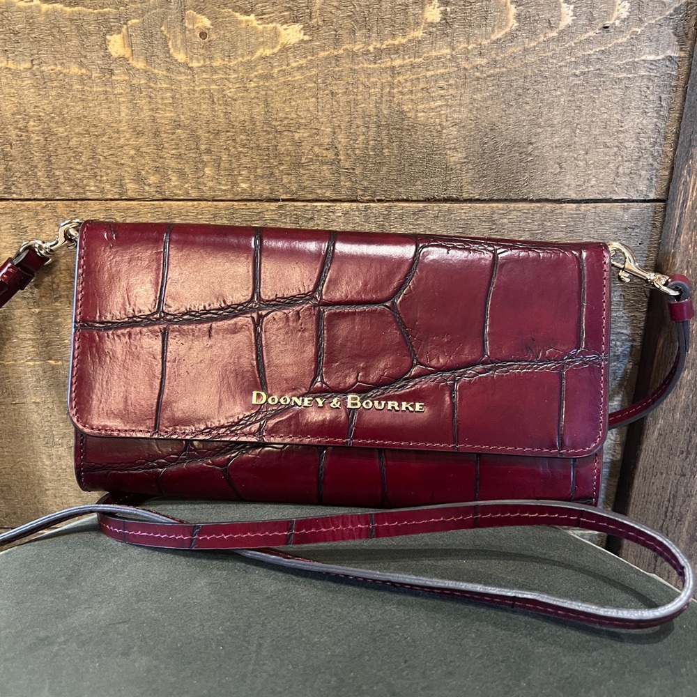 Dooney & Bourke Burgundy Croc-Embossed Clutch